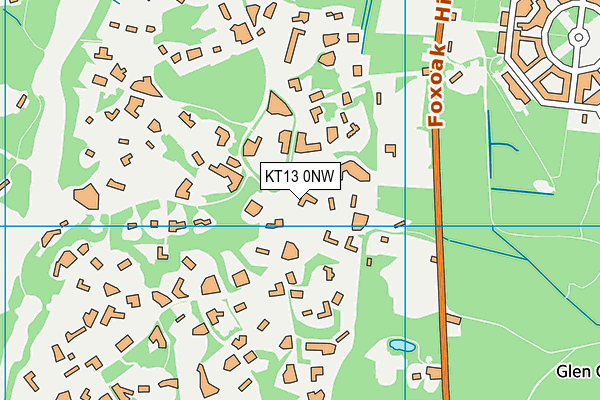 KT13 0NW map - OS VectorMap District (Ordnance Survey)