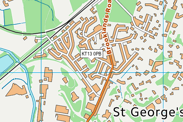 KT13 0PB map - OS VectorMap District (Ordnance Survey)