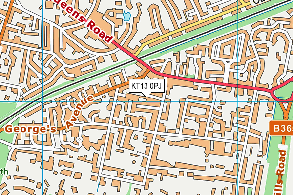 KT13 0PJ map - OS VectorMap District (Ordnance Survey)