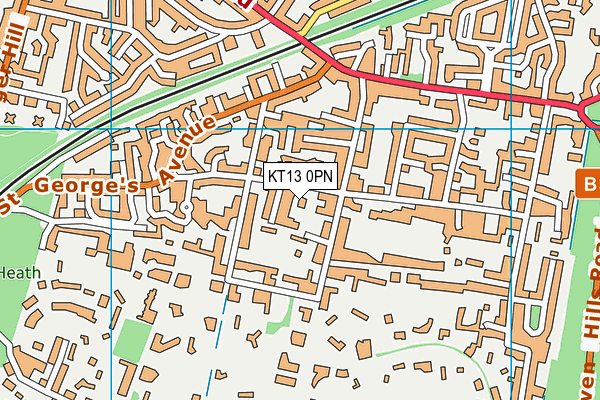 KT13 0PN map - OS VectorMap District (Ordnance Survey)