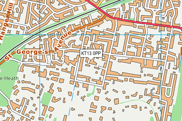 KT13 0PP map - OS VectorMap District (Ordnance Survey)