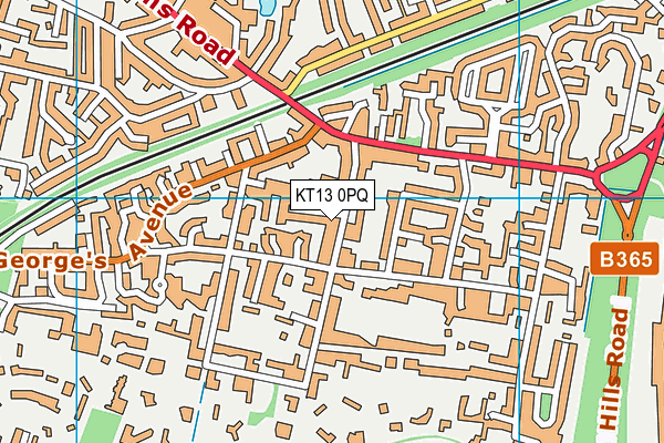 KT13 0PQ map - OS VectorMap District (Ordnance Survey)