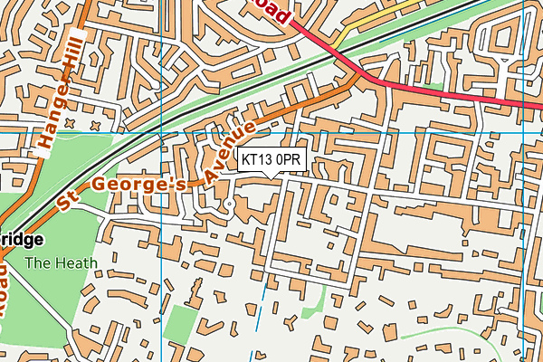 KT13 0PR map - OS VectorMap District (Ordnance Survey)