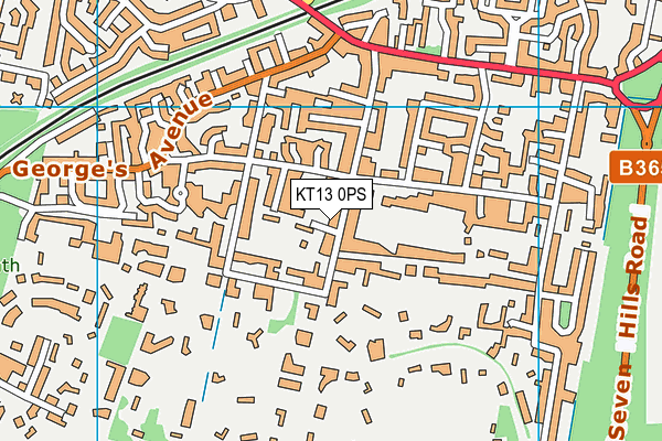 KT13 0PS map - OS VectorMap District (Ordnance Survey)