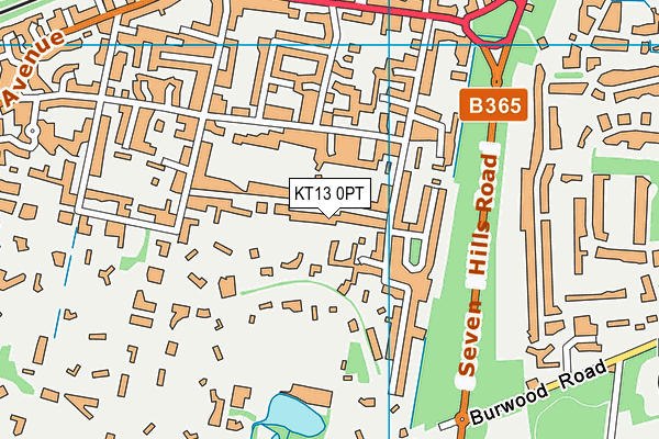 KT13 0PT map - OS VectorMap District (Ordnance Survey)