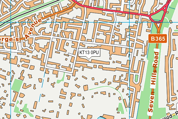 KT13 0PU map - OS VectorMap District (Ordnance Survey)