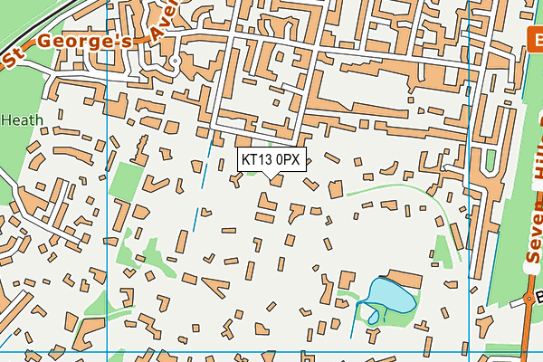 KT13 0PX map - OS VectorMap District (Ordnance Survey)