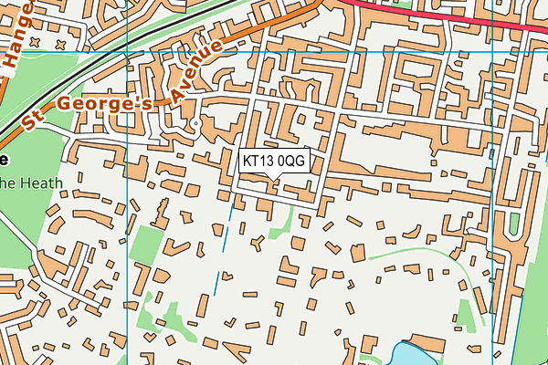 KT13 0QG map - OS VectorMap District (Ordnance Survey)