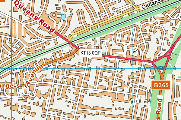 KT13 0QP map - OS VectorMap District (Ordnance Survey)