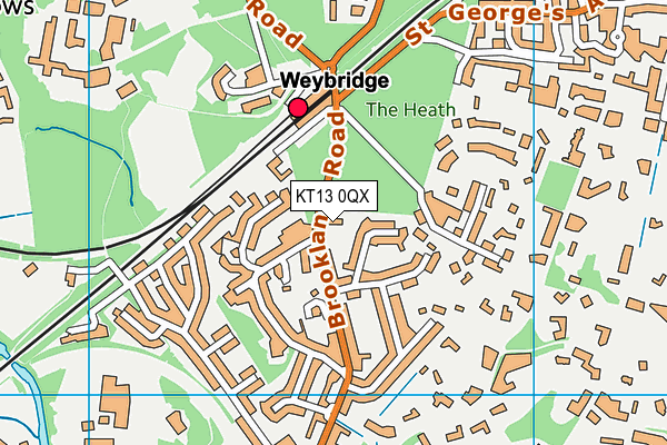 KT13 0QX map - OS VectorMap District (Ordnance Survey)
