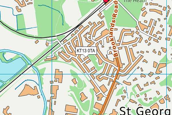 KT13 0TA map - OS VectorMap District (Ordnance Survey)