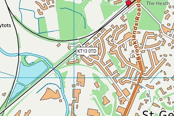 KT13 0TD map - OS VectorMap District (Ordnance Survey)