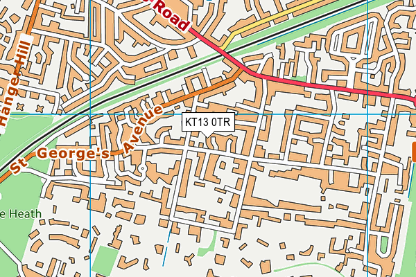 KT13 0TR map - OS VectorMap District (Ordnance Survey)