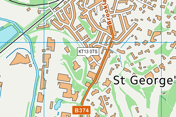 KT13 0TS map - OS VectorMap District (Ordnance Survey)