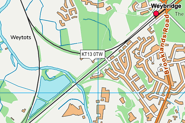 KT13 0TW map - OS VectorMap District (Ordnance Survey)