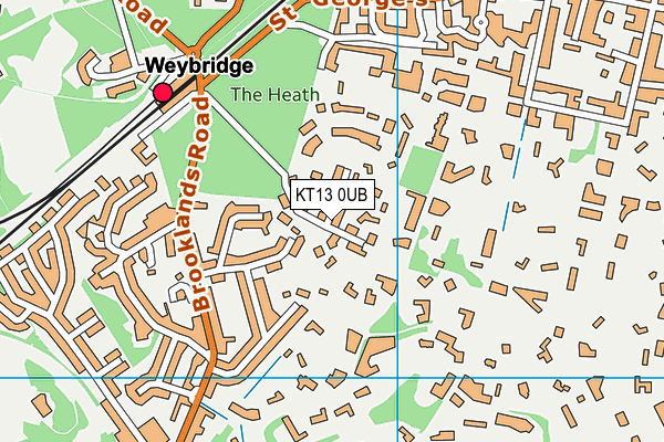 KT13 0UB map - OS VectorMap District (Ordnance Survey)