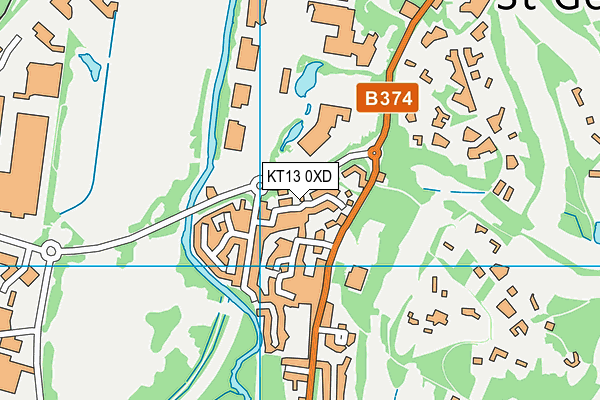 KT13 0XD map - OS VectorMap District (Ordnance Survey)