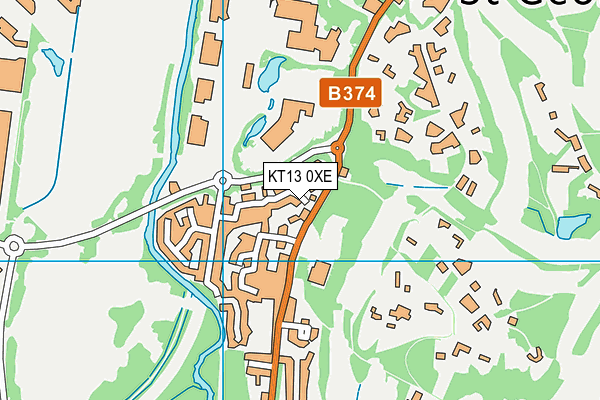 KT13 0XE map - OS VectorMap District (Ordnance Survey)