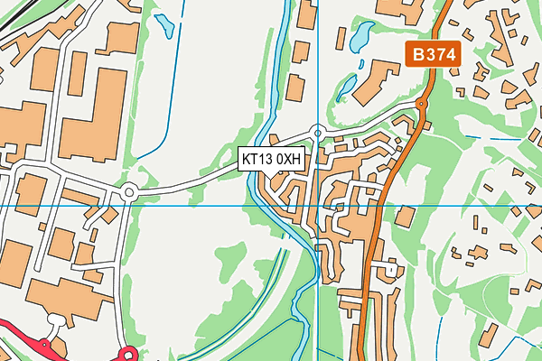 KT13 0XH map - OS VectorMap District (Ordnance Survey)