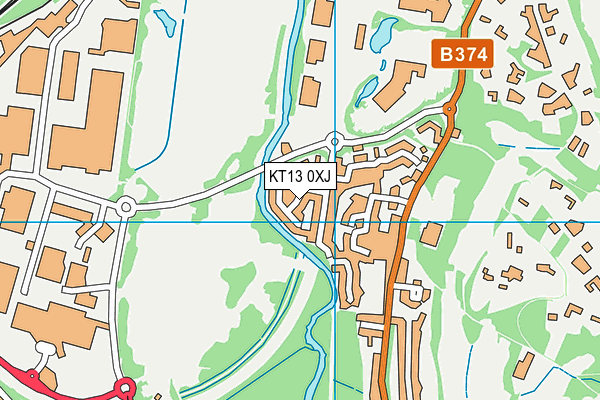 KT13 0XJ map - OS VectorMap District (Ordnance Survey)