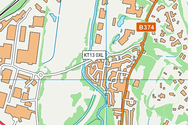 KT13 0XL map - OS VectorMap District (Ordnance Survey)