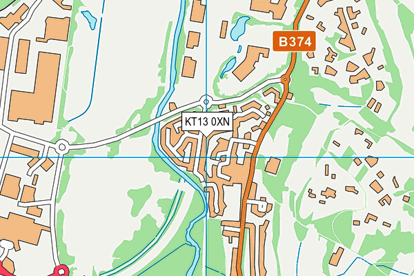 KT13 0XN map - OS VectorMap District (Ordnance Survey)