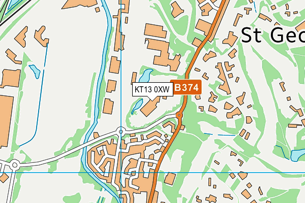 KT13 0XW map - OS VectorMap District (Ordnance Survey)