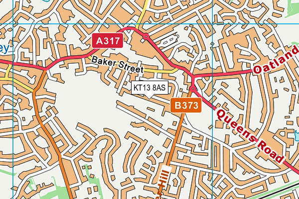 KT13 8AS map - OS VectorMap District (Ordnance Survey)