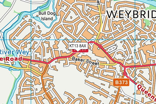 KT13 8AX map - OS VectorMap District (Ordnance Survey)