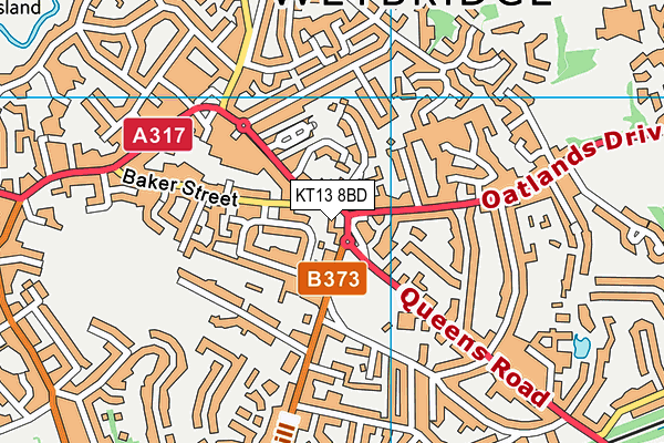 KT13 8BD map - OS VectorMap District (Ordnance Survey)