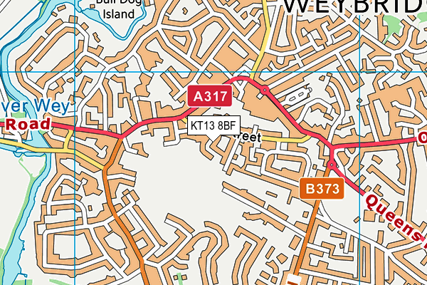KT13 8BF map - OS VectorMap District (Ordnance Survey)