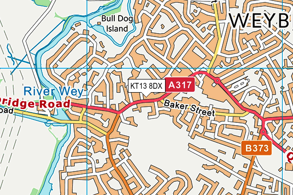 Weybridge Hall (Closed) map (KT13 8DX) - OS VectorMap District (Ordnance Survey)
