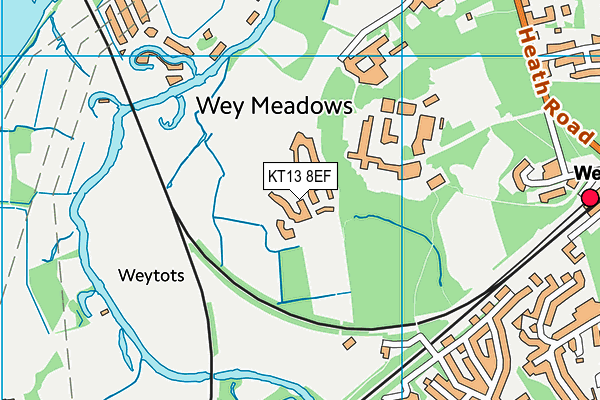 KT13 8EF map - OS VectorMap District (Ordnance Survey)