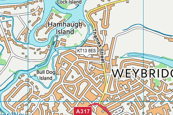 KT13 8ES map - OS VectorMap District (Ordnance Survey)