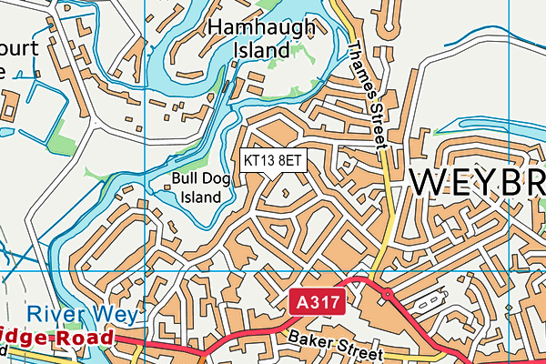 KT13 8ET map - OS VectorMap District (Ordnance Survey)