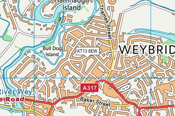 KT13 8EW map - OS VectorMap District (Ordnance Survey)