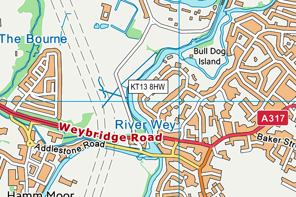 KT13 8HW map - OS VectorMap District (Ordnance Survey)
