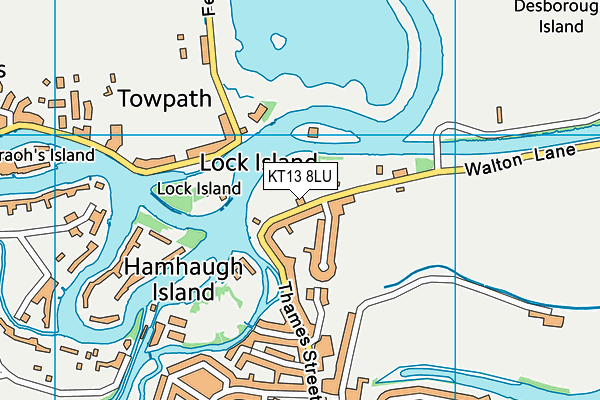 Weybridge Lawn Tennis Club map (KT13 8LU) - OS VectorMap District (Ordnance Survey)