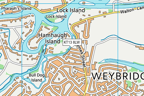 KT13 8LW map - OS VectorMap District (Ordnance Survey)