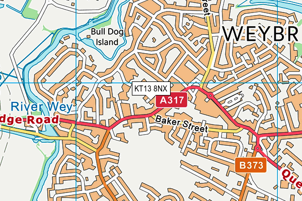 KT13 8NX map - OS VectorMap District (Ordnance Survey)