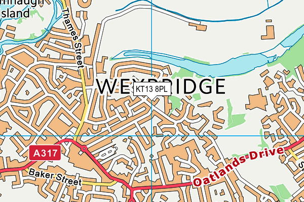 St James CofE Primary School map (KT13 8PL) - OS VectorMap District (Ordnance Survey)