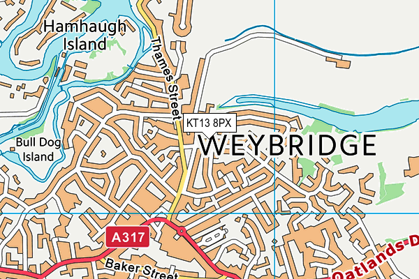 KT13 8PX map - OS VectorMap District (Ordnance Survey)