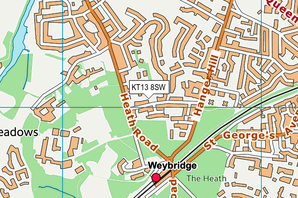 KT13 8SW map - OS VectorMap District (Ordnance Survey)