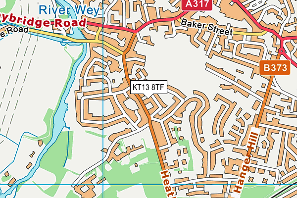 KT13 8TF map - OS VectorMap District (Ordnance Survey)