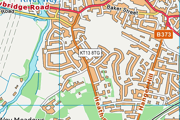 KT13 8TG map - OS VectorMap District (Ordnance Survey)