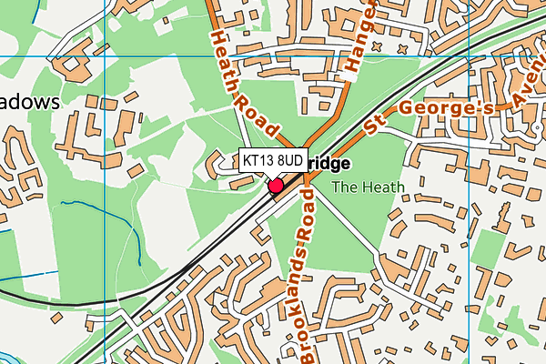 KT13 8UD map - OS VectorMap District (Ordnance Survey)