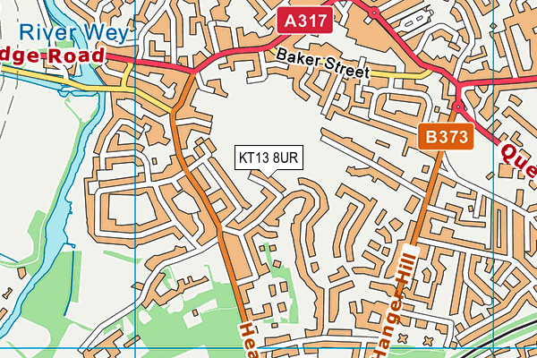 KT13 8UR map - OS VectorMap District (Ordnance Survey)