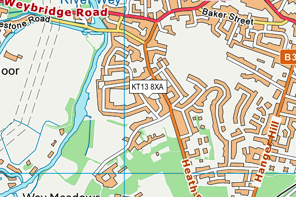 KT13 8XA map - OS VectorMap District (Ordnance Survey)