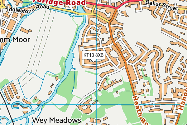 KT13 8XB map - OS VectorMap District (Ordnance Survey)