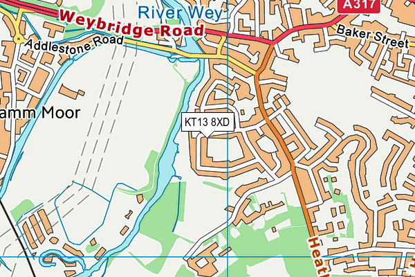 KT13 8XD map - OS VectorMap District (Ordnance Survey)